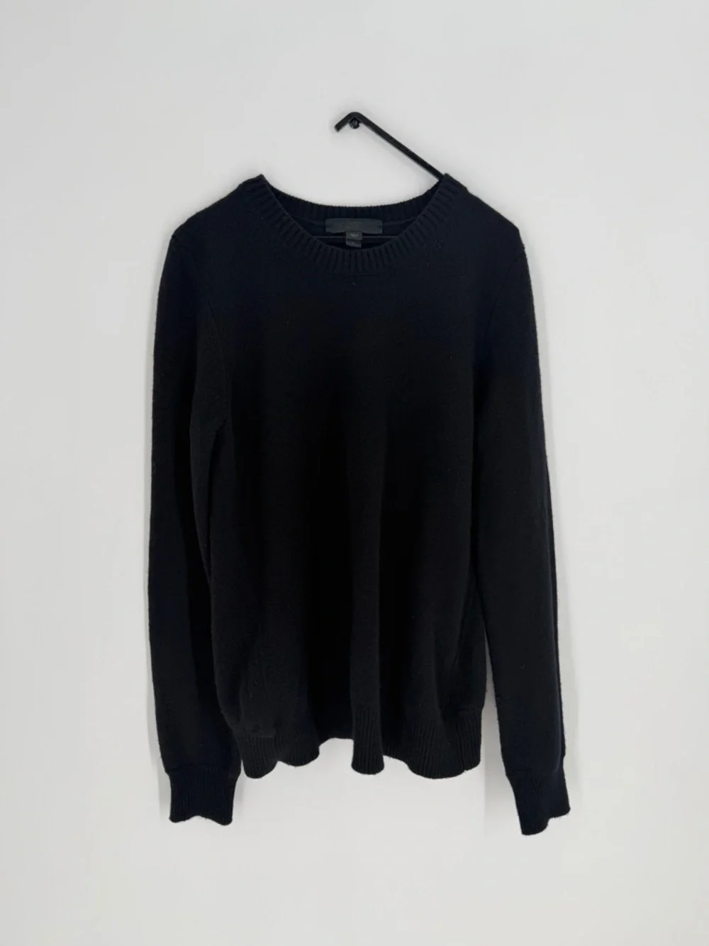 Burberry Prorsum Cashmere Blend Pleated Back Long Sleeve Crewneck Black Sweater